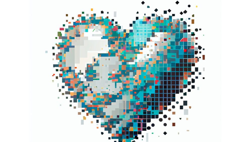 Ein Herz aus Pixeln als Kunst